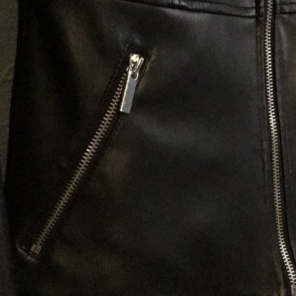 Zara Faux Leather Black Zip Up Jacket Size Small - Picture 7 of 10